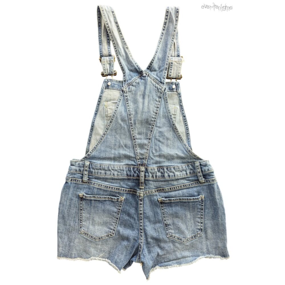 MOSSIMO distressed denim shorts overalls - Picture 4 of 7